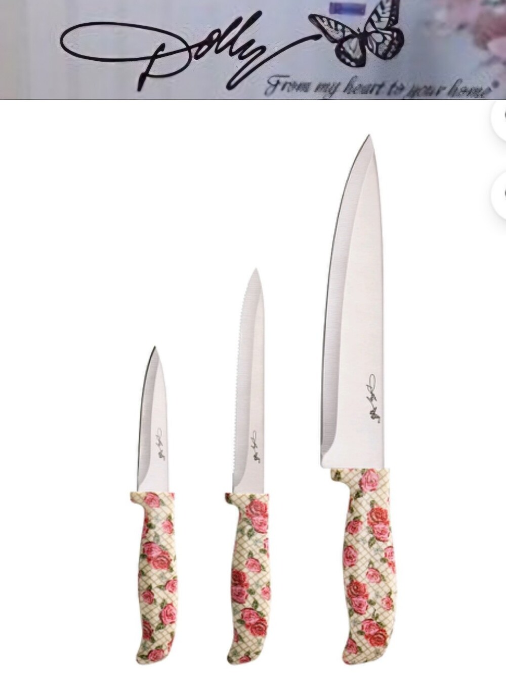 Dolly Parton 3-PC Chef's Knife Set- Rose